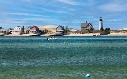 Sandy Neck Lighthouse at Barnstable Harbor on Cape Cod